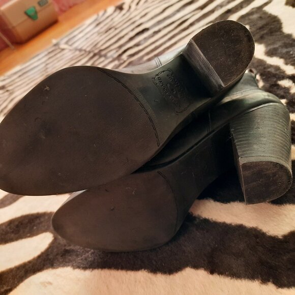 Lucky Brand Black Leather Ankle Boots Booties US Size 7.5 Western Style Pull On - Picture 11 of 12